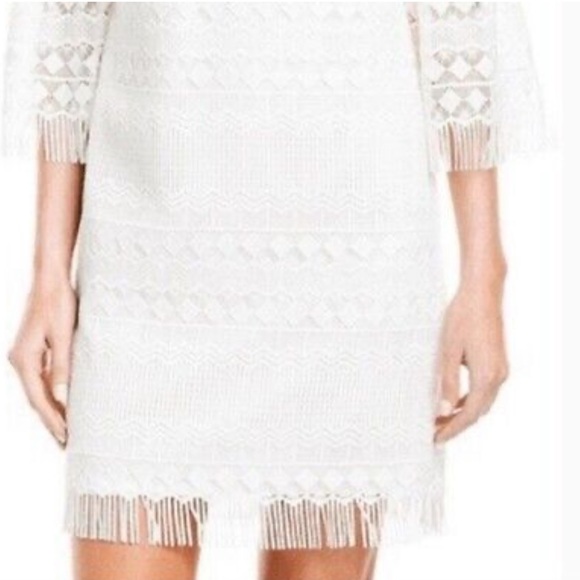 Trina Turk White Lace Fringed Bell Sleeve Cocktail Sheath Dress, Size 6, NWT - Picture 10 of 10